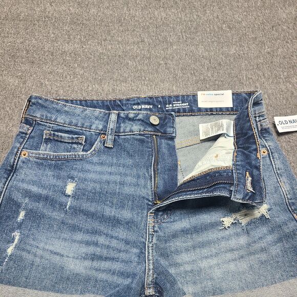 Old Navy Womens Shorts 6 Blue Cuffed Hem OG Straight Beach Party Hot Mom Denim - Picture 4 of 10